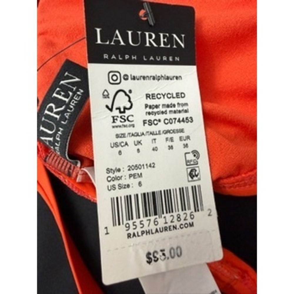 NWT Lauren Ralph Lauren Bikini Top Women Orange O-Ring Triangle 6 $95 - Picture 7 of 7